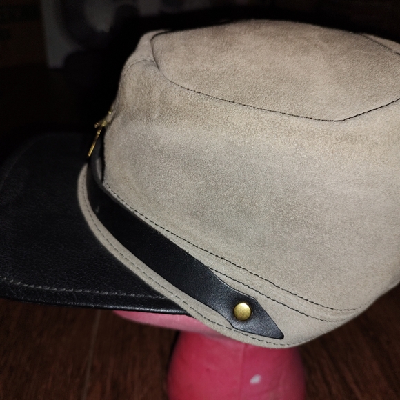Vtg Civil War Confederate Kepi 100% Genuine Leather Made in USA Medium - Picture 3 of 8